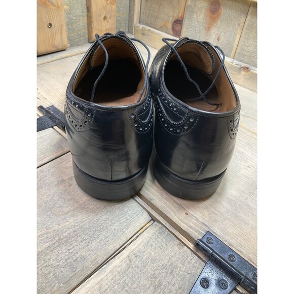 Johnston & Murphy Mens Leather Wingtip Oxford Black Shoes 11.5 D/B